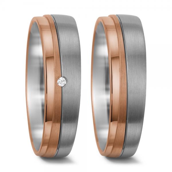 Trauringe Weiss-Rotgold von Weidner 62000 + 72000